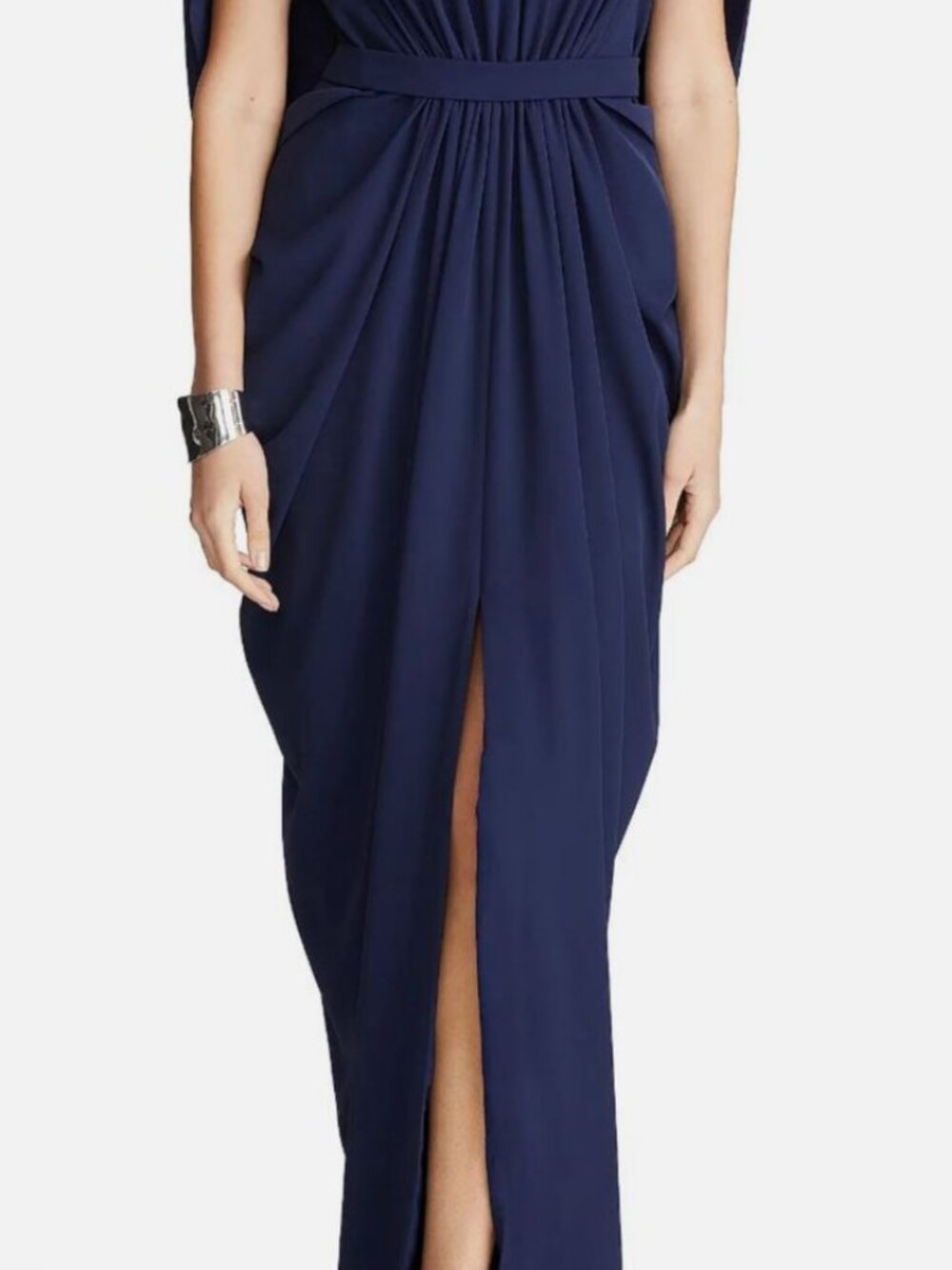 Halston Women's Blue Starla Capelet Gown Dress Size 6